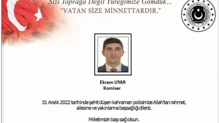 MSB'den Şehit Polis Ekrem Uyar için başsağlığı mesajı