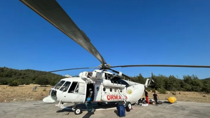 Orhaneli'de yangın helikopteri göreve başladı