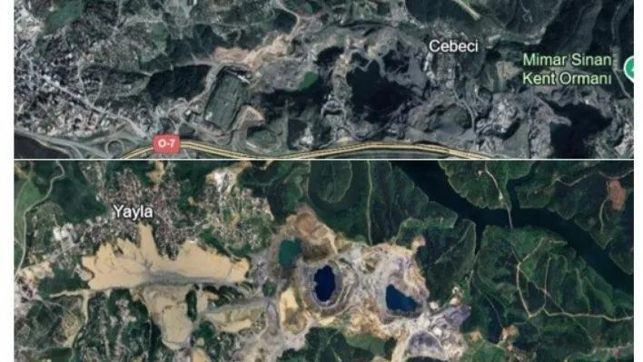 Orman alanlarının tahrip edildiği ve maden alanlarının zarar gördüğü fotoğraflarla gösterildi