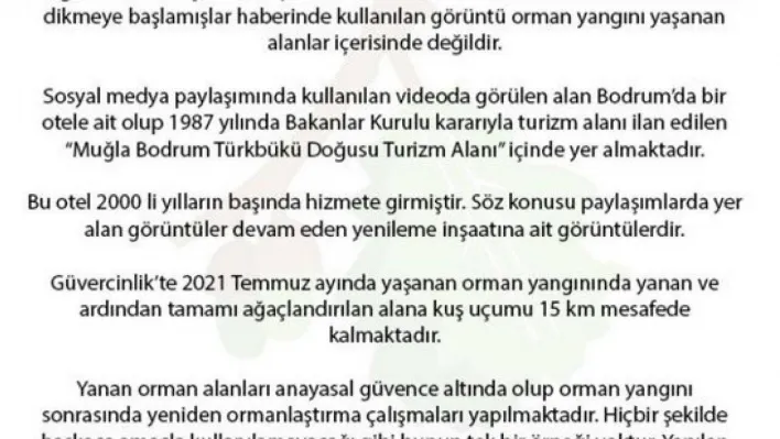 Orman Genel Müdürlüğünden, Midas'taki 3 yıl önce yanan ormanlık araziye ilişkin açıklama