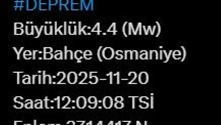 Osmaniye'de 4.4 büyüklüğünde deprem