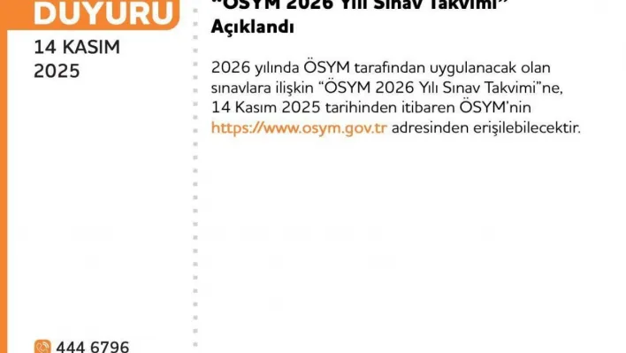 ÖSYM sınav takvimi açıklandı