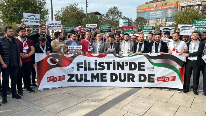 Sakarya'da AK Partili gençlerden İsrail'e tepki yürüyüşü