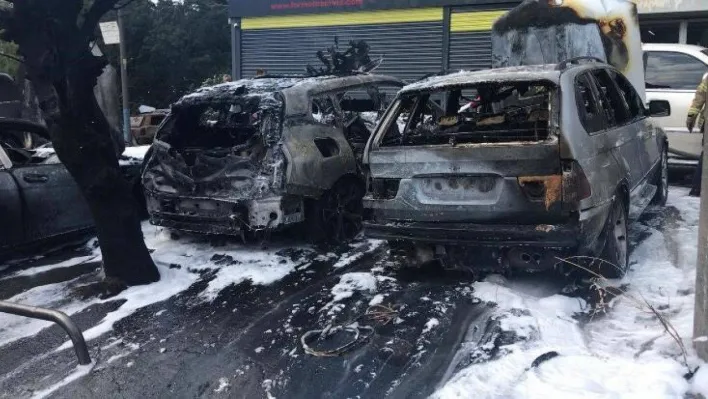 Sarıyer'de yangın paniği: Araçlar küle döndü