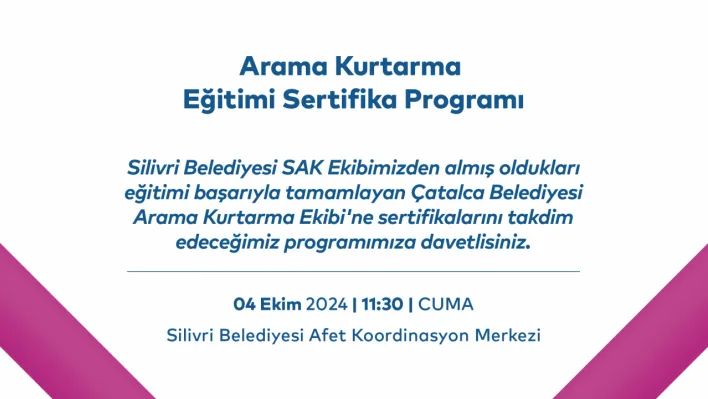 Silivri'de Arama Kurtarma Eğitimi Sertifika Programı Düzenleniyor