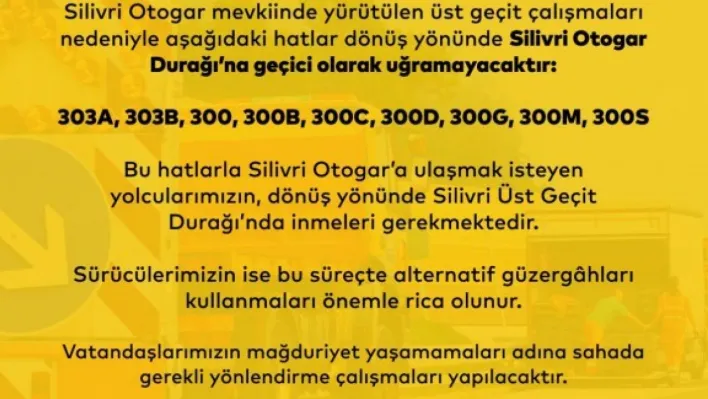 Silivri'de bazı otobüs hatları güzergah değiştirdi
