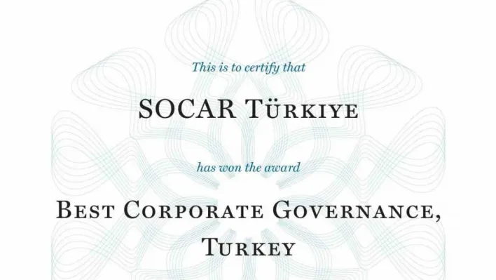 SOCAR Türkiye'ye 'En İyi Kurumsal Yönetişim' ödülü