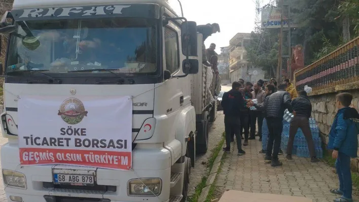 Söke Ticaret Borsası yardım tırı Hatay'a ulaştı