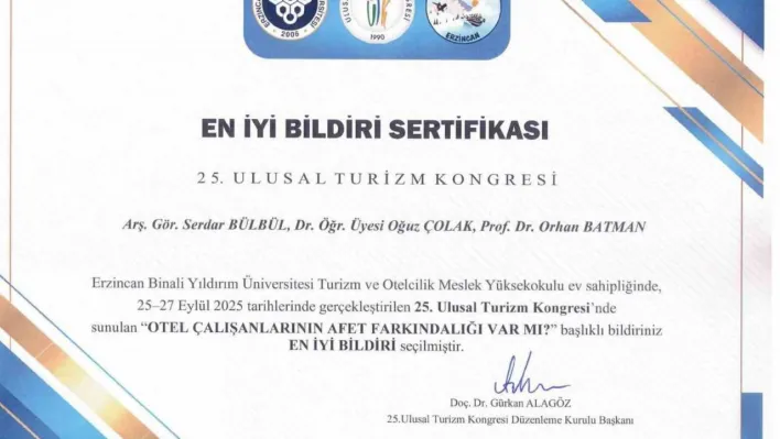 SUBÜ akademisyenlerine en iyi bildiri ödülü