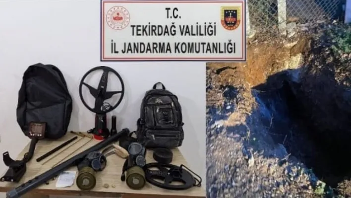 Tekirdağ'da kaçak kazıya baskın: Dedektör, boşluk bulma cihazı ve gaz maskeleri ele geçirildi