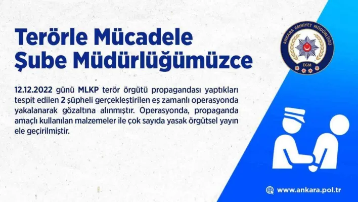 Terör örgütü MLKP propagandası yapan 2 şüpheli gözaltına alındı