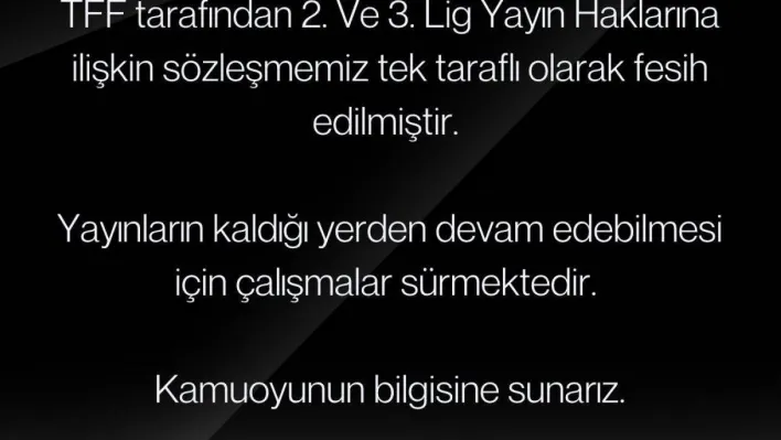 TFF, Fuchs Sports ile olan 2. ve 3. Lig yayın haklarına ilişkin sözleşmeyi feshetti