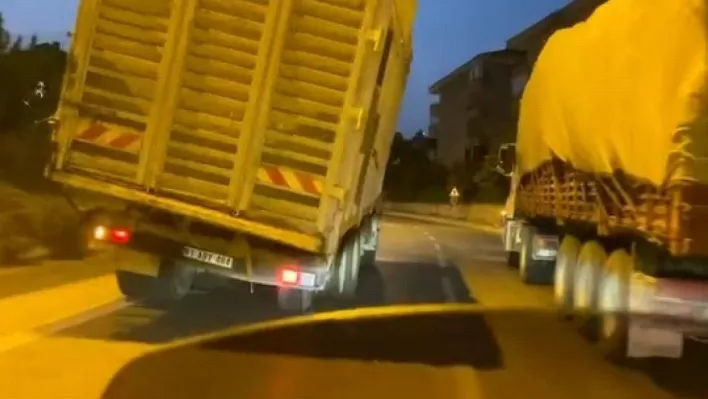 Trafikte tehlike saçan kamyon