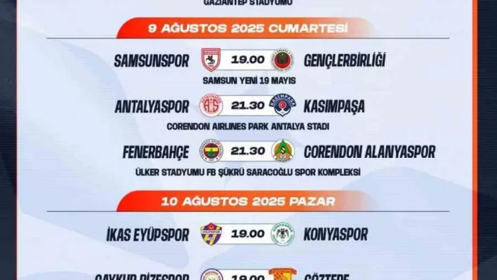 Trendyol Süper Lig'de ilk 2 haftanın programı açıklandı