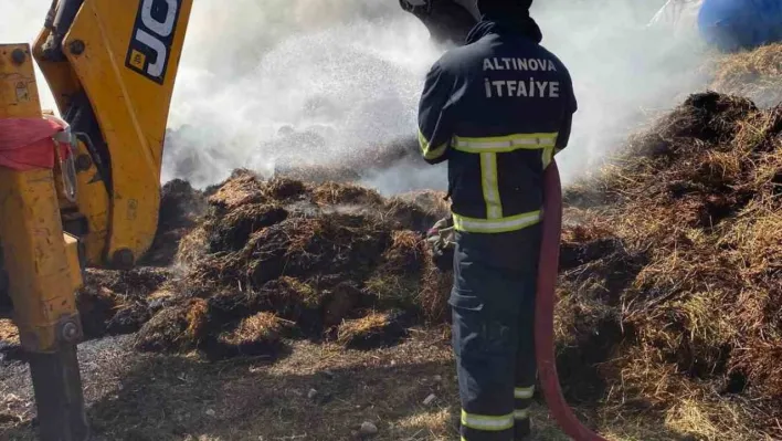 Yalova'da çıkan yangında 100 saman balyası kül oldu