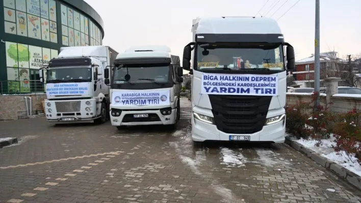 Yardım TIR'ları Biga'dan yola çıktı